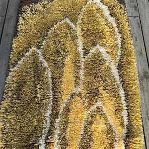Laila Seppä &quot;Reseda&quot; Finnish art rug / ryijy hand made in 60&#39;s