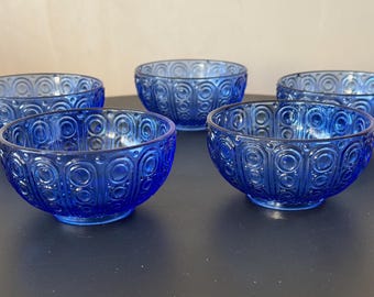 Nanny Still "Riikinkukko / Peacock" bowl set of 5 by Riihimäen lasi