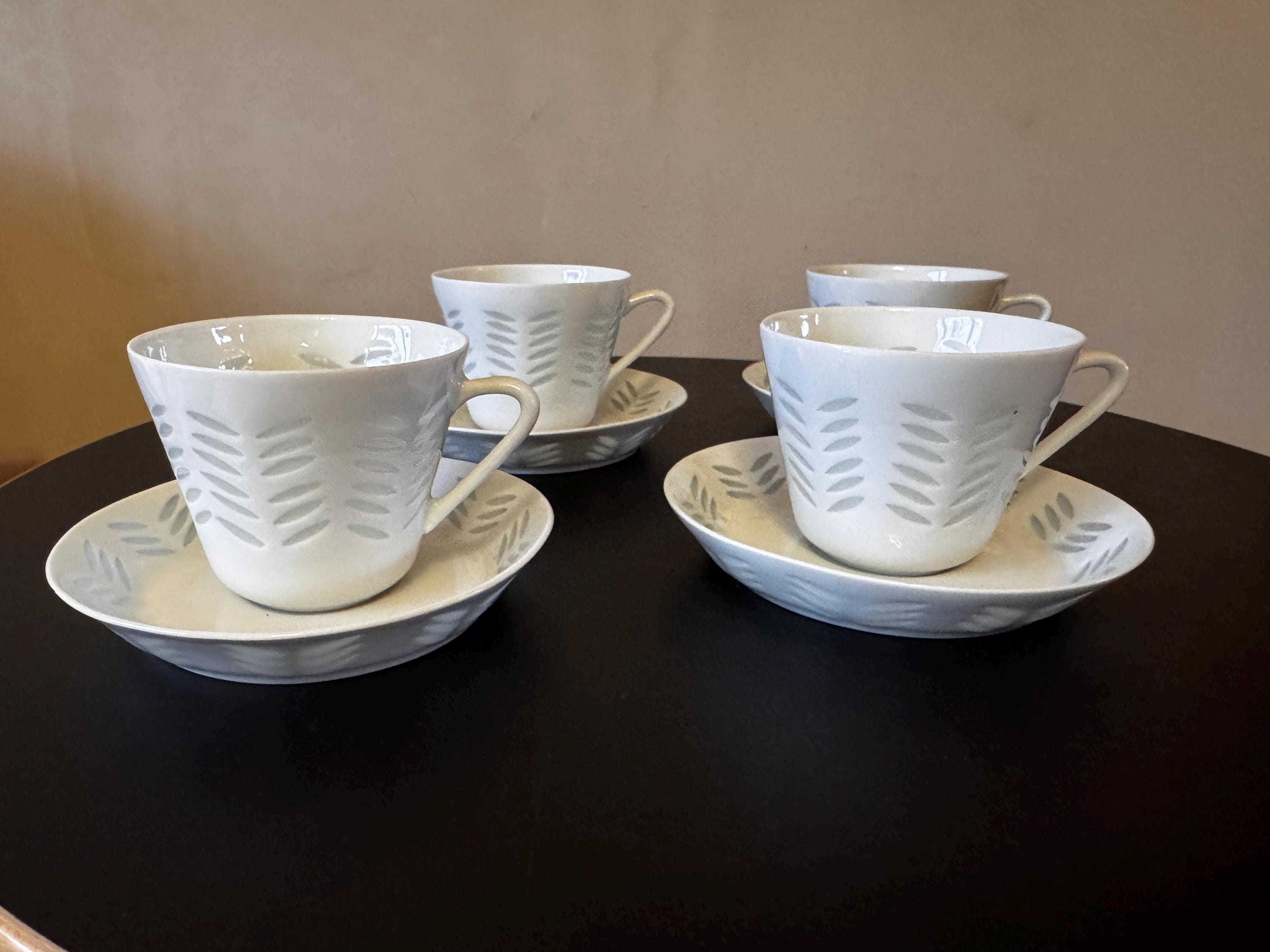 Oksa Rice Porcelain Cup and Saucer Set of 4 by Friedl Holzer