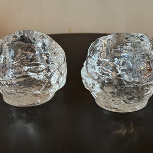 Set of 2 Kosta Boda &quot;Snowball&quot; candelholder by Ann Warff