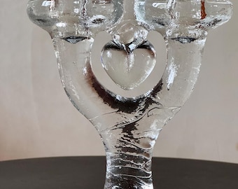 Staffan Gellerstedt candleholder by Pukeberg glass Sweden