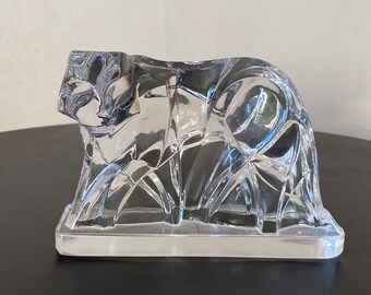George Chevalier for Baccarat Art Deco sculpture cristal tiger 1925
