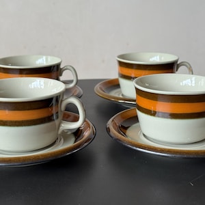 Marianne Westman &quot;Annika&quot;  cup and saucer set of 4 by Rörstrand Sweden