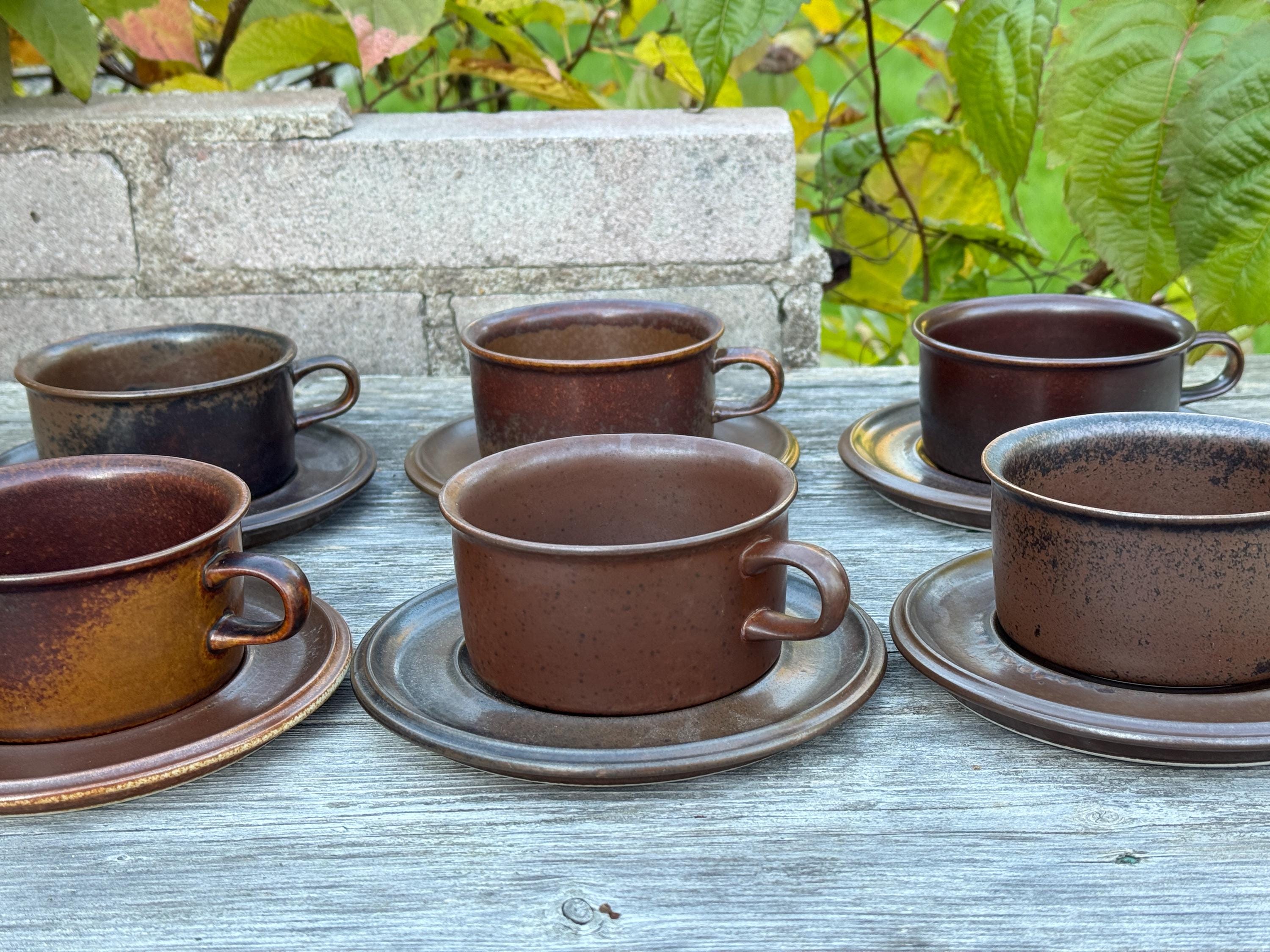 Arabia ruska 20cm 6枚セット Arabia Ruska Tea Cups and Sauces Set of 6 by Ulla Procope' - Etsy