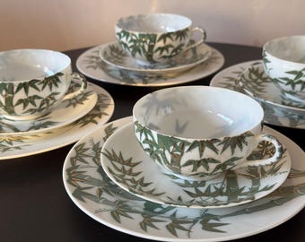 Vintage Japanese tea cups and plates set of 4+4