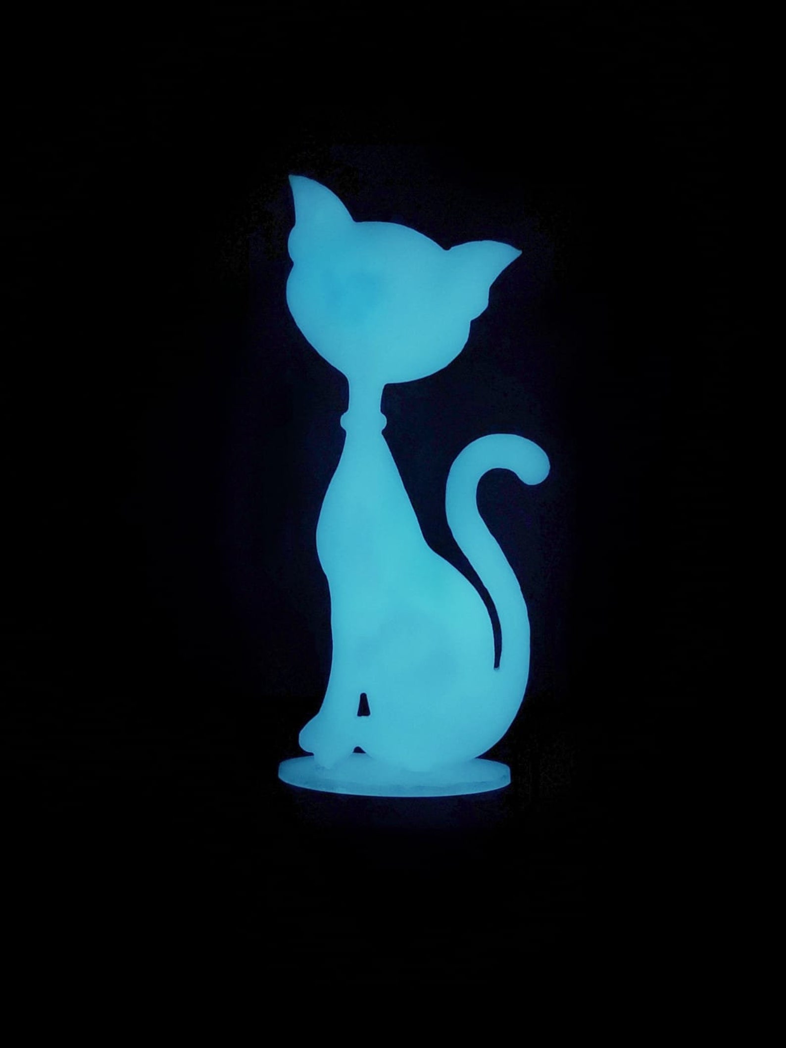 Glow in the dark cat shaped epoxy resin night lamp handmade Etsy