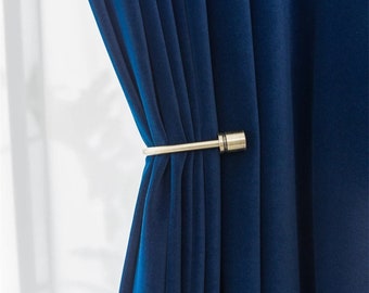 High-end Australian Wool Velvet Blackout Curtains, Royal Blue Modern Custom Made Luxury Solid Window Panels for Living Room & Bedroom, Cafe