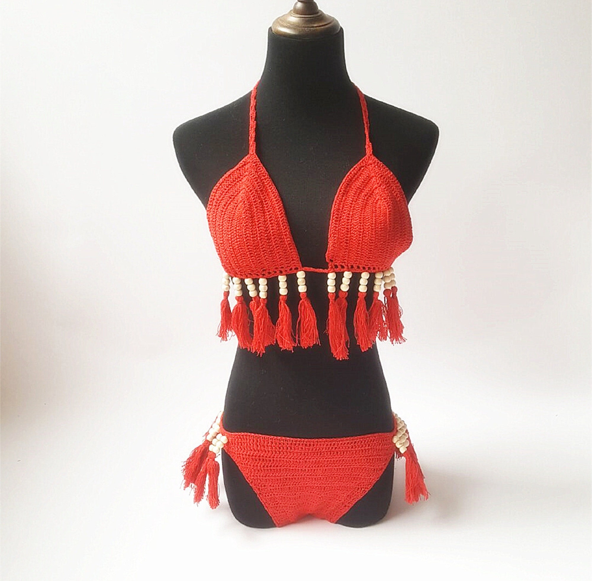 Bohemian Crochet Bikini Set Women Boho Bathing Suit Summer Etsy