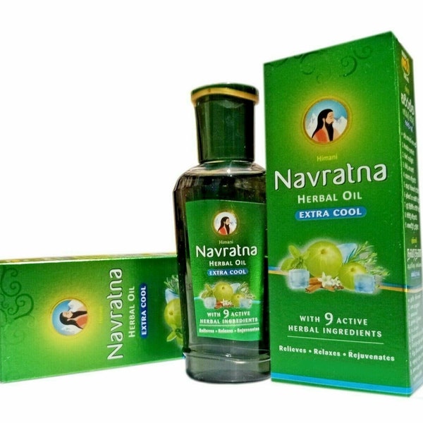 Himani Navaratna Herbal Oil Extra Cool ,Ayurvedic Hair Growth & Hair Care 100% / Ayurvedic Cool Herbal Massage Oil   100ml and 200ml