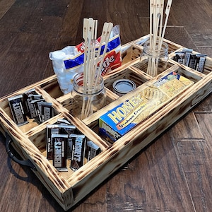 Wooden Smore Serving Tray / Station - Perfect for Parties, Firepits and Weddings