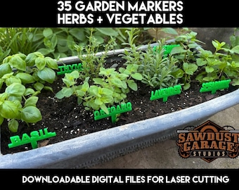 Herb & Vegetable Garden Markers Digital File for Laser Cutting [ SVG DXF ai ]
