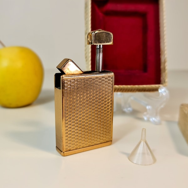 1930's, Vintage Corona Perfume Atomizer/ Bottle, Lighter Shape, Gold Plated, Boxed, #17