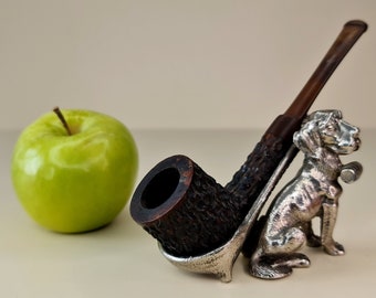 Vintage Wooden Estate Billiard Shape Tobacco/Smoking Pipe, Hecho a mano/ Hecho a mano Acabado rústico #13