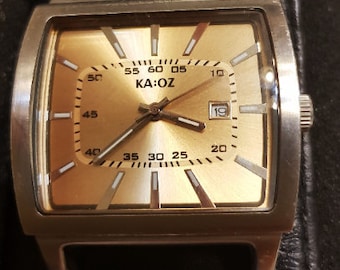 1980's, Original KA:OZ, Working Vintage Large Dial  Men's Wrist Watch, Thick Leather Band/ Strap