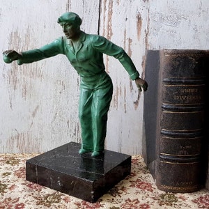 1930's, French Art Deco Sculpture/ Statuette/ Figurine of Petanque/ Boules Player
