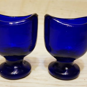 1800&#39;s, Antique Hand Blown Cobalt Blue Medical Eye Wash/ Rinse Bath Cup, Collectible Glasses #14