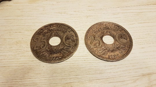 Lot De 6 Dessous De Verre Anciens – Pièces De Monnaie France 1924 – Vintage