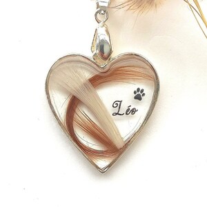 HEART  Customizable Jewel with First Name - Hair Locks - your beloved pet's hair - Pendant - Key Chain - Commemorative Jewel