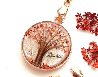 Personalizable Tree of Life with locks of hair or fur, pendant, necklace, key ring, decorative jewellery