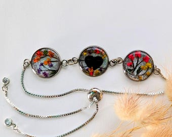 Verstellbares und personalisierbares Armband, Mit Initialen, Haarsträhnen, Tierhaaren, 1 bis 3 Cabochons, Memorabilia-Schmuck, GESCHENK