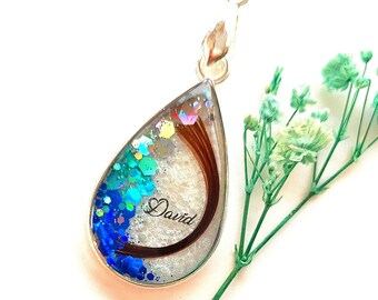 Andenken mit PERSONALISIERBAREM VORNAMEN, HOLOGRAPHISCHE Glitters, Haarsträhnen, Hunde, Katzenhaaren, Halskette, Memorabilia, Geschenk