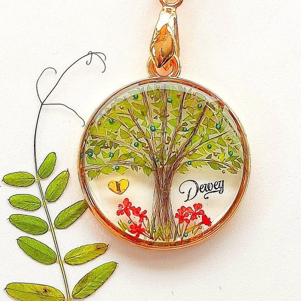 PERSONNALISABLE, ARBRE De VIE, Souvenir avec Mèches de Cheveux, Collier, Pendentif, Porte-clés, Bijou commémoratif Éternel, Cadeau pour Elle