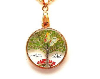 PERSONALISABLE Memorial TREE Of LIFE with embossed butterfly and strands of hair, Pendant, Necklace, Commemorative Jewellery, Gift for Her