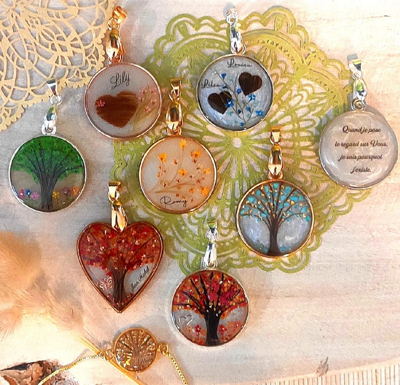 Personalizable Tree of Life with locks of hair or fur, pendant, necklace, key ring, decorative jewellery image 14