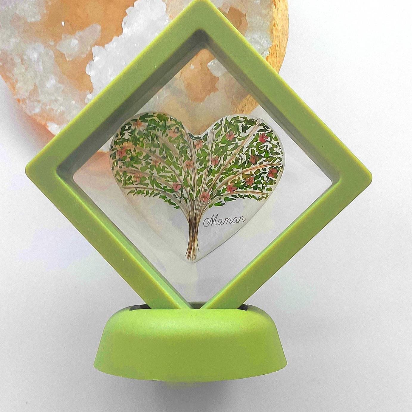CUSTOMISABLE Decoration, LIFE TREE, Heart, Remembrance with locks of hair, Dried green leaves, Memorial frame, gift for Her, gift for Him