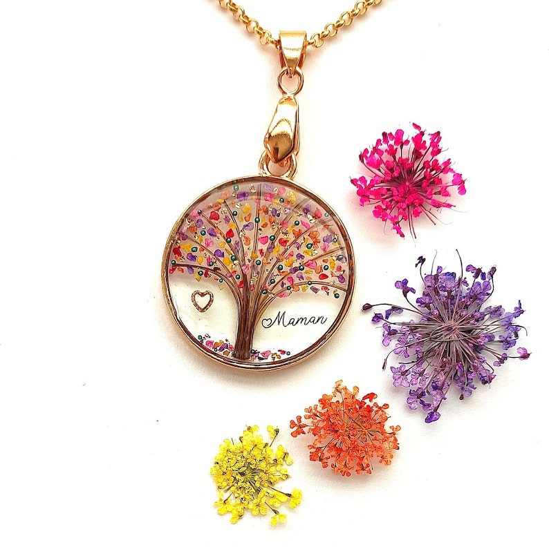 Personalizable Tree of Life with locks of hair or fur, pendant, necklace, key ring, decorative jewellery image 4