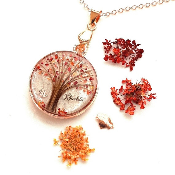 ARBRE DE VIE Souvenir Personnalisable avec Mèches de Cheveux ou Poils, Pendentif, Collier, Porte-clés, Bijou Commémoratif, Cadeau pour Elle