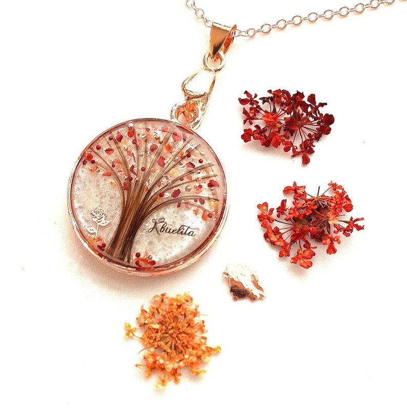 Personalizable Tree of Life with locks of hair or fur, pendant, necklace, key ring, decorative jewellery image 1