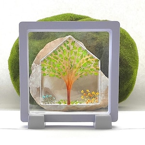 CUSTOMISABLE Frame, Decoration - LIFE TREE - Heart - Remembrance with locks of hair - Dried green leaves - Memorial frame