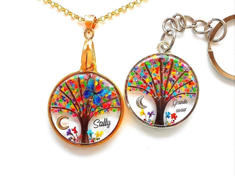 Personalizable Tree of Life with locks of hair or fur, pendant, necklace, key ring, decorative jewellery image 8