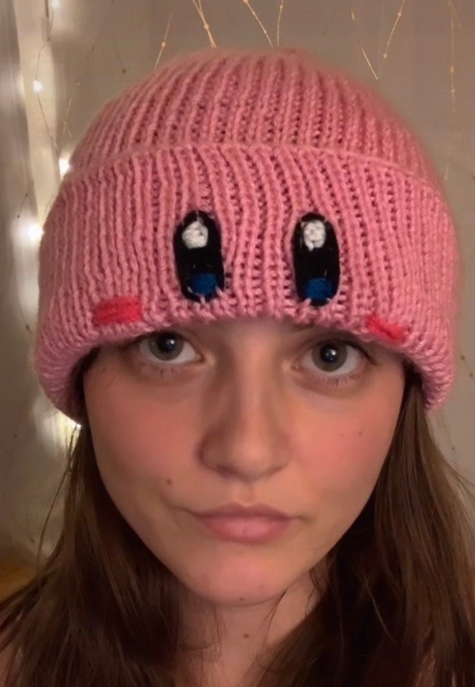 KIRBEANIE Cute Hand Knit Pink Nintendo Kirby Mouthful Mode - Etsy