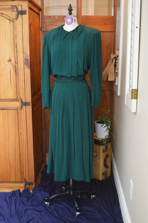 Karin Stevens 1980s Emerald Green Dress