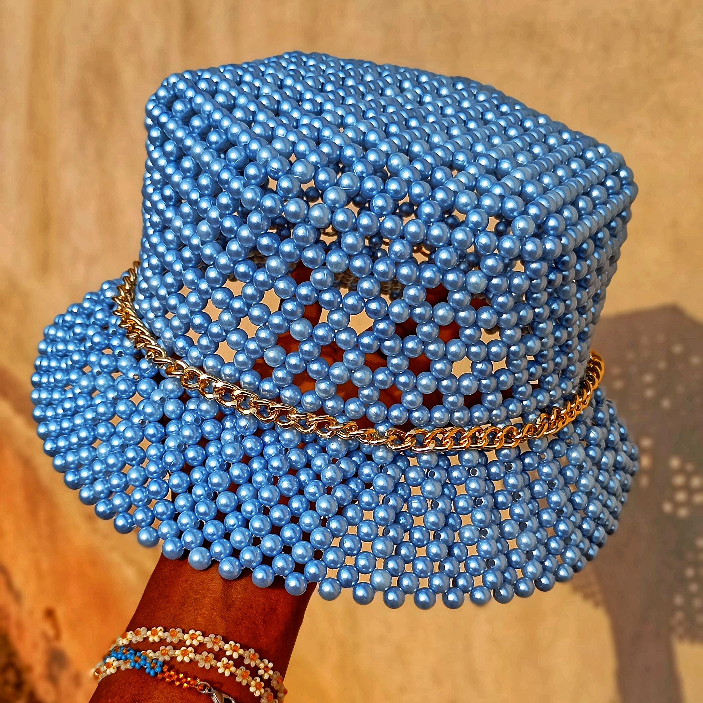 Fabulous and Unique Beaded Pearl Bucket Hat Pearl Beaded Bucket Hat for Women | Handmade Festival Hat - Etsy main image 2