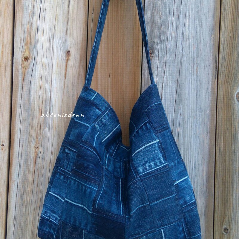 Patchwork Jean Hobo Bag Recycled Denim 