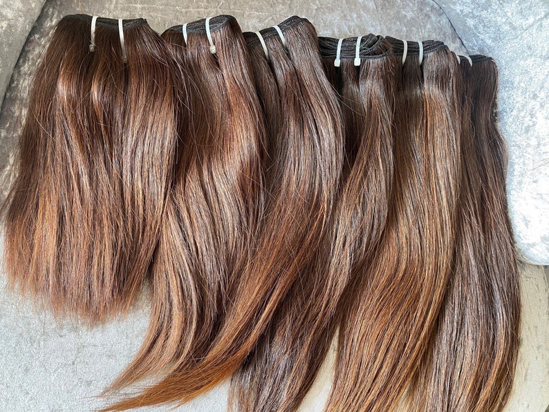 Raw Hair Extension Bundles Brown 8 18 Etsy