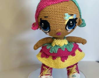 Crochet doll for Sale, Handmade doll, Crochet Amigurumi (Black/white doll) is in stock ready to ship