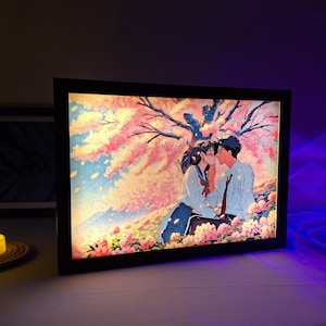 Romantic, Sakura Blossom, Anime, Light Painting, Light art painting, Lightbox, DIY lightbox, Template, 3D lightbox, Shadow box, LED painting