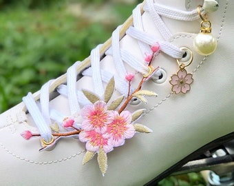 Sold in Singles - Sakura Flower Lace Chain Roller Skate Accessories  - Eyelet Shoe Laces