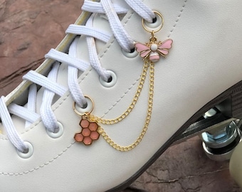 Bee charm Roller Skate Accessories - Sold in Singles - gold pink - Eyelet Shoe Laces