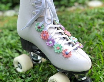 Multi Color Daisies Lace Chain Roller Skate Accessories - Sold in Singles - Eyelet Shoe Laces