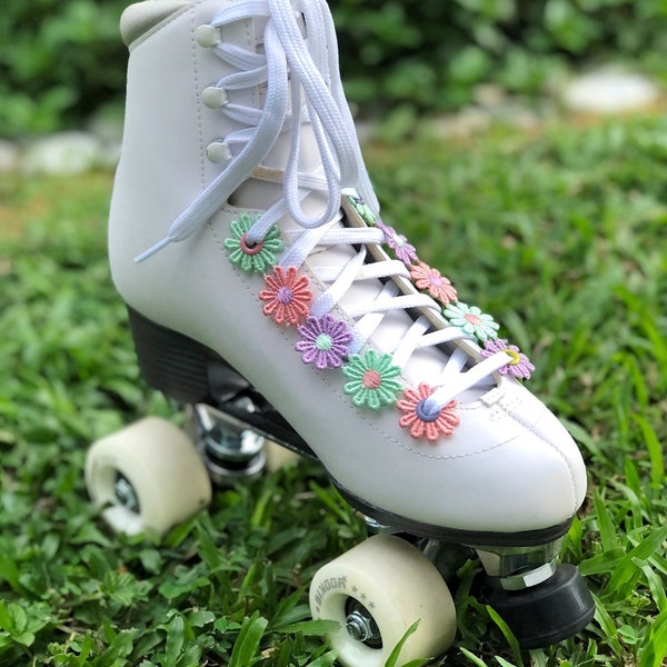 Multi Color Daisies Lace Chain Roller Skate Accessories - Sold in Singles - Eyelet Shoe Laces