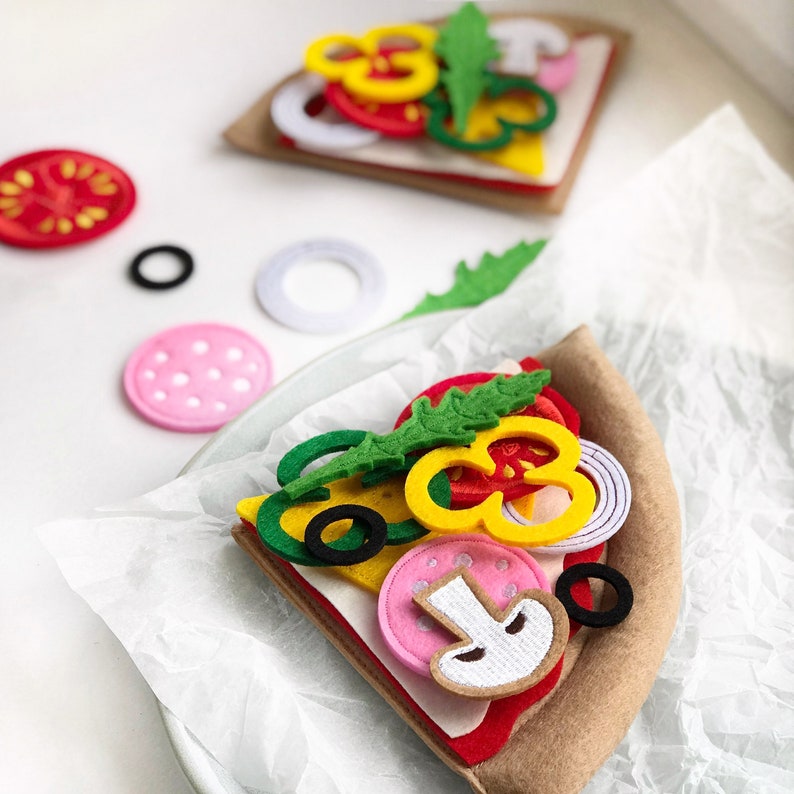 Felt Pizza Setfelt Kitchen Toyskitchen Toys for Kidsfelt Etsy