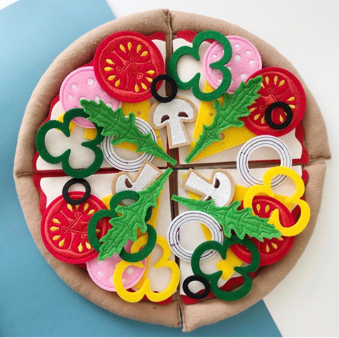 Felt Pizza Setfelt Kitchen Toyskitchen Toys for Kidsfelt Etsy