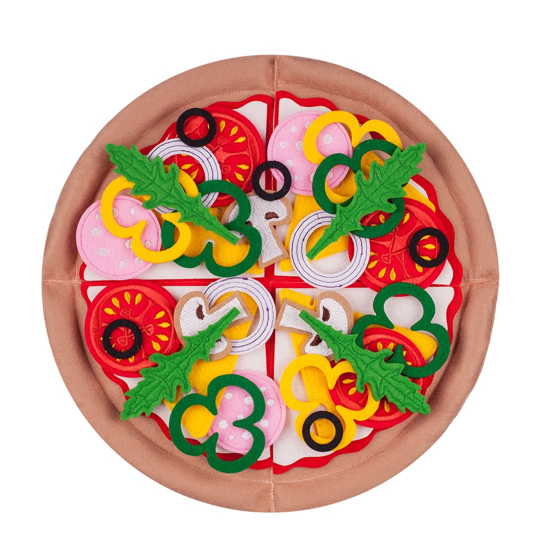 Felt Pizza Setfelt Kitchen Toyskitchen Toys for Kidsfelt Etsy