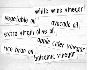 Etiquetas SVG de botellas de aceite y vinagre, etiquetas de almacenamiento de alimentos, calcomanías de vinilo, etiquetas de organización de cocina, etiquetas de despensa