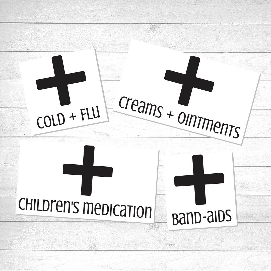 First Aid Kit Labels SVG, Medicine Labels, Vinyl Medicine Decals, First